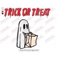 Trick or Treat Halloween Ghos Embroidery Design